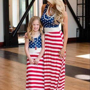 Patriotic American Flag Maxi Dress New Medium